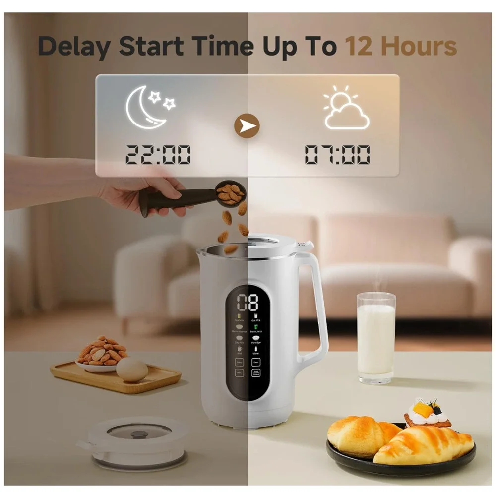 Amzchef 10 in 1 Nut Milk Maker Almond Oat Soy Fresh Juice Delay Timer Warmer NEW